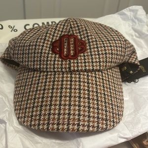 Brand new with tags. Logo-embroidered houndstooth cotton and wool-blend cap